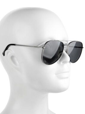 Valentino Silver Aviator Sunglasses with Dark Gray Lenses